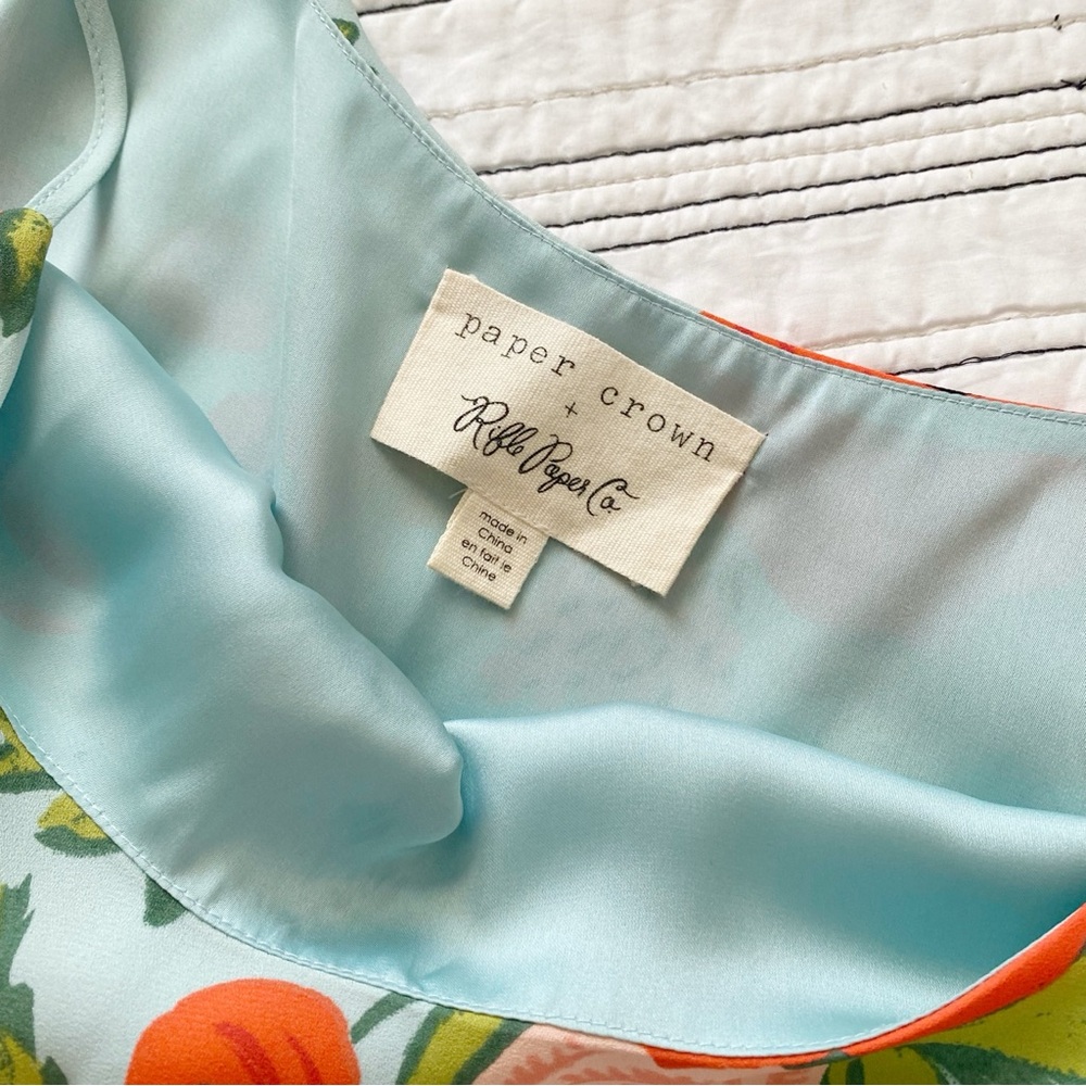 Anthropologie Paper Crown + Rifle Paper Co. Poppy Field Dress RARE size Large - Picture 4 of 11